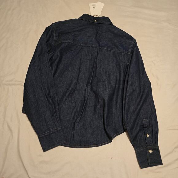 XS Free Assembly Denim Crop Utility Shirt NWT - Picture 3 of 9